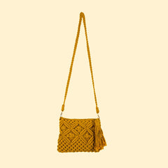 Mustard Macramé Sling Bag
