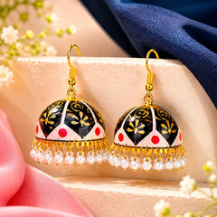 Midnight Gold Meenakri Jhumkas