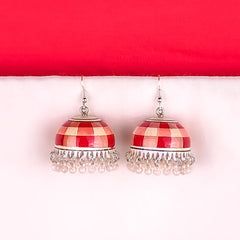 Classic Check Meenakari  Jhumkas