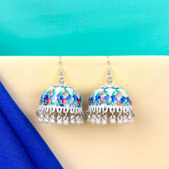 Blue Petal Bell Meenakari Jhumka