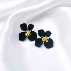 Floral Matte Black and Velvet Studs