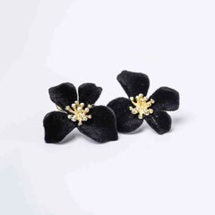 Floral Matte Black and Velvet Studs