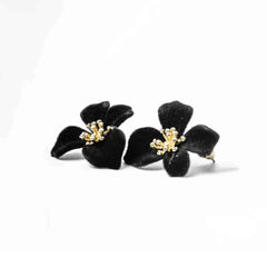 Floral Matte Black and Velvet Studs