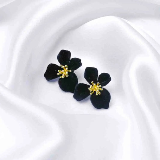 Floral Matte Black and Velvet Studs