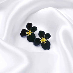 Floral Matte Black and Velvet Studs