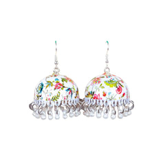 Floral Bloom Dome Meenakari Jhumka