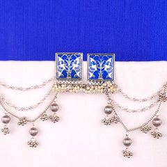 Royal Blue Noor Meenakari Earchain Earrings