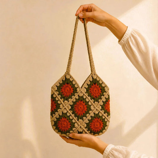 Beige Bloom Crochet Bag