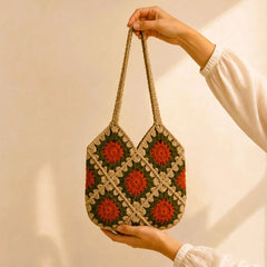 Beige Bloom Crochet Bag