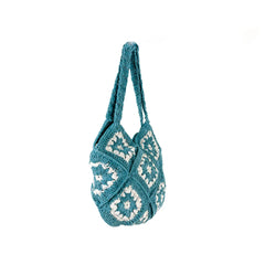 Aqua White Crochet Shoulder Bag