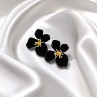 Floral Matte Black and Velvet Studs