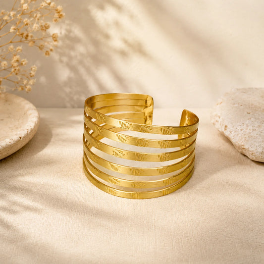 Brass Layered Cuff Bangle