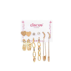 Set of 6 Western Golden Studs and Earrings Combo
