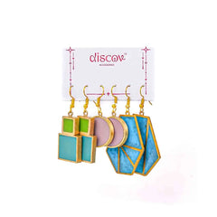 Set of 3 Brass Resin Earrings Combo