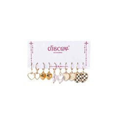 Set of 5 All hearts Hoops Earrings Combo