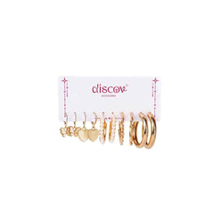 Set of 5 Pearly White And Golden Earrings Combo