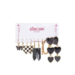 Set of 5 Golden Glazy Black Earrings Combo