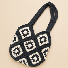 Monochrome Handcrafted Crochet Shoulder Bag