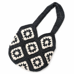 Monochrome Handcrafted Crochet Shoulder Bag