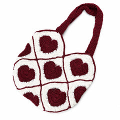 Maroon Heart Crochet  Shoulder Bag