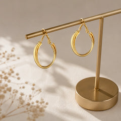 Triple Layer Gold Hoop Earrings