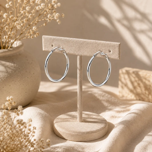 Silver Halo Hoops Earrings
