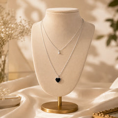 Midnight Heart Layered Necklace