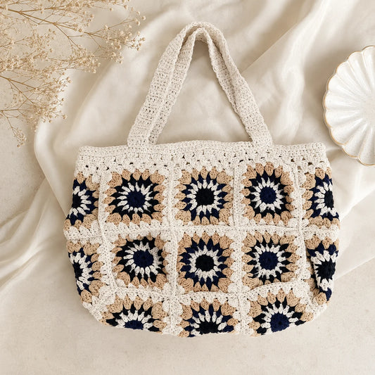Crochet White n Beige Shoulder Bag