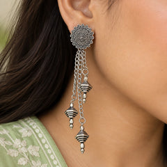Oxidised Long Jhumka Dangle Earrings