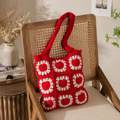 Crochet Knitted Heart Shoulder Bag