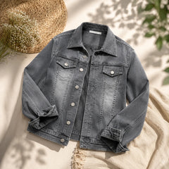 Grey Crop Denim Jacket