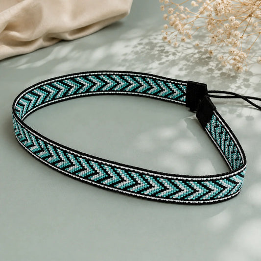 Beaded Black White N Turquoise String Belt