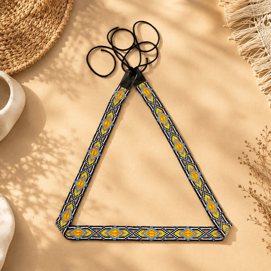 Beaded Multicolour Geometric String Belt