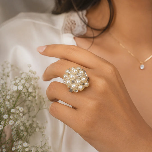 Pearl Cluster Cocktail Ring
