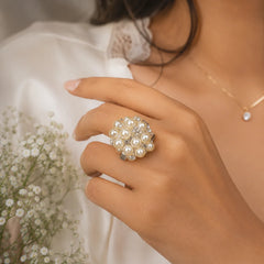 Pearl Cluster Cocktail Ring