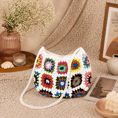 Colourful Floral Crochet Shoulder Bag