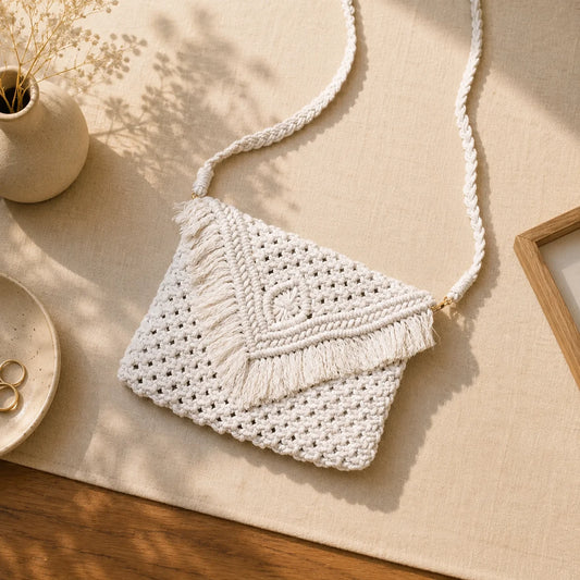 Macrame All White Sling Bag