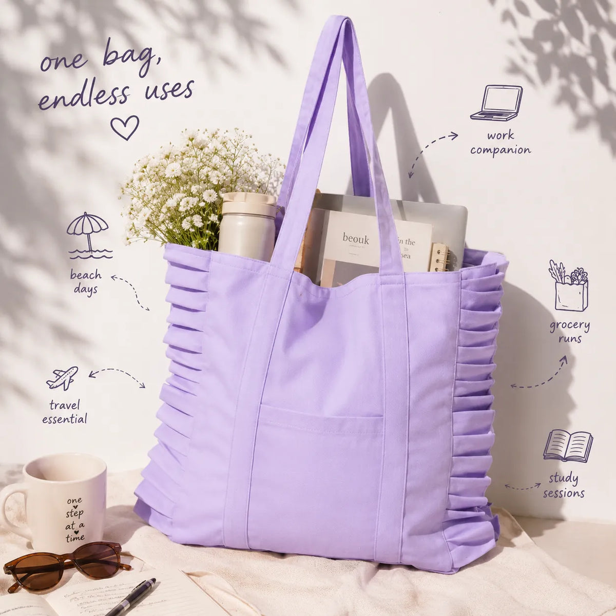 Lavender Frill Tote Bag