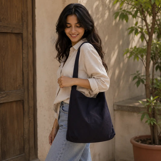 Black Hobo Tote Bag