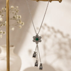 Emerald Bloom Oxidised Necklace