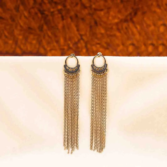 Antique Boho Chain Tassel Dangle Earrings