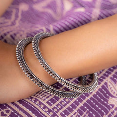 Oxidised Dot Link Round Bangles