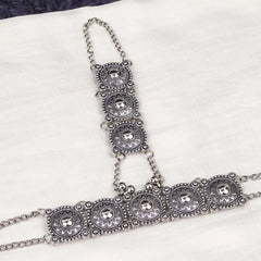 Oxidised Round Floral Ring Bracelet