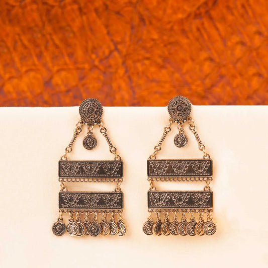 Intricate Antique Layered Coin Charm Earrings