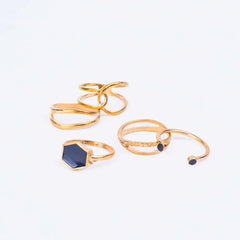 Pack of 5 Golden And Black Rings Combo