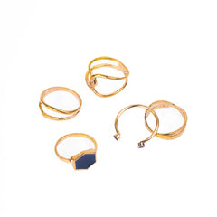 Pack of 5 Golden And Black Rings Combo