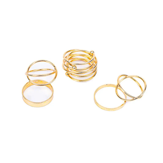 Pack of 6 Golden Orbit Rings Combo
