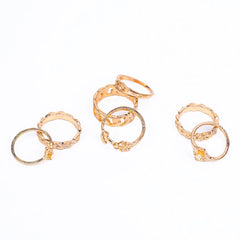 Pack of 7 Boho Golden Rustic Rings Combo