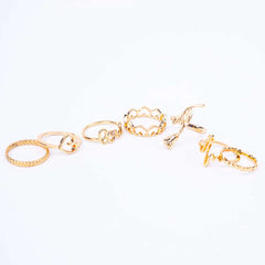 Pack of 7 Golden Hearts And Love Rings Combo