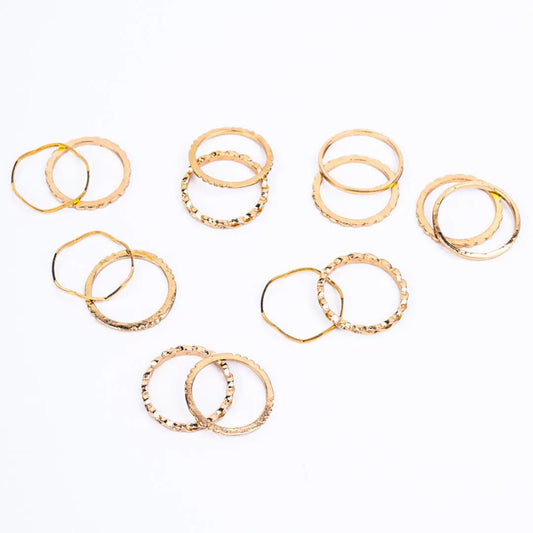 Pack of 14 Sleek Golden Rings Combo